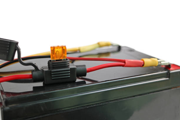 istock Direct Current Mini Fuse with Fuse Holder Protecting a Battery 1494883830