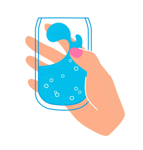 ręka trzymająca szklankę wody gazowanej ilustracja wektorowa - drink falling concepts humor stock illustrations