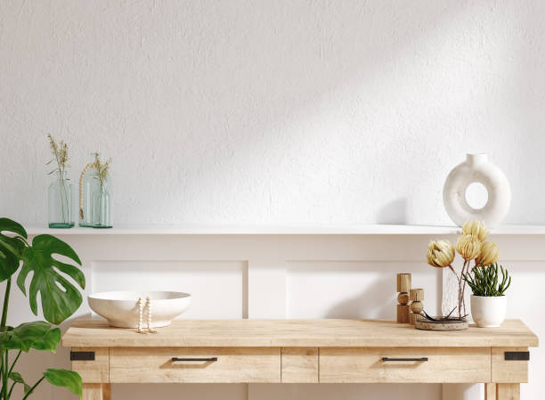 istock Blank wall mockup in living room interior background 1494886080