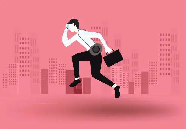 Vector illustration of punctuality to workplace  ,