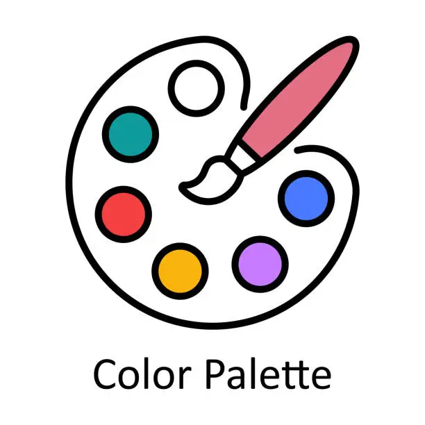 Vector illustration of Color Palette Filled Outline Icon Design illustration. Art and Crafts Symbol on White background EPS 10 File