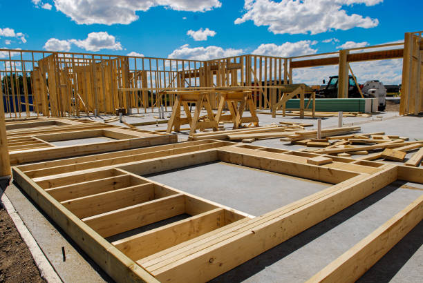 istock Wood framework ready to install for new home. 1494897587