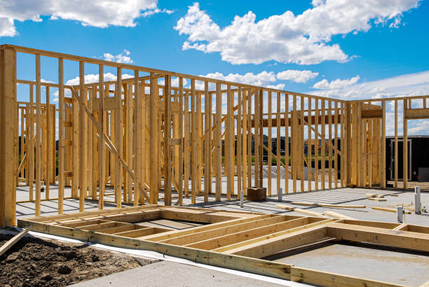 istock Wood framework ready to install for new home. 1494897588