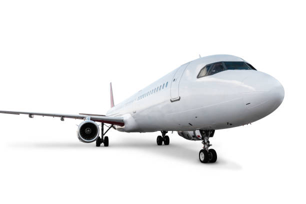 istock Close-up of passenger airplane isolated on white background 1494899764