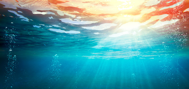 Underwater Ocean With Sunset - Abyss With Sunlight