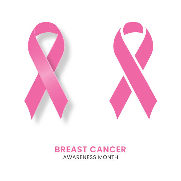 illustrations, cliparts, dessins animés et icônes de conception vectorielle de ruban de sensibilisation au cancer du sein sur fond blanc. - lutte contre le cancer du sein