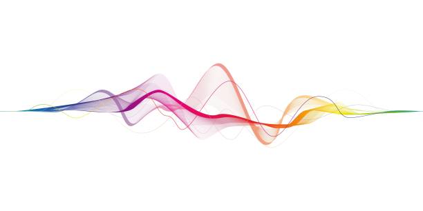 ilustraciones, imágenes clip art, dibujos animados e iconos de stock de transmisión de datos, onda sonora, tecnología, transformación del espacio. abstract rainbow wave para diseño web, diseño de presentaciones, banners web. vector - aerodynamic