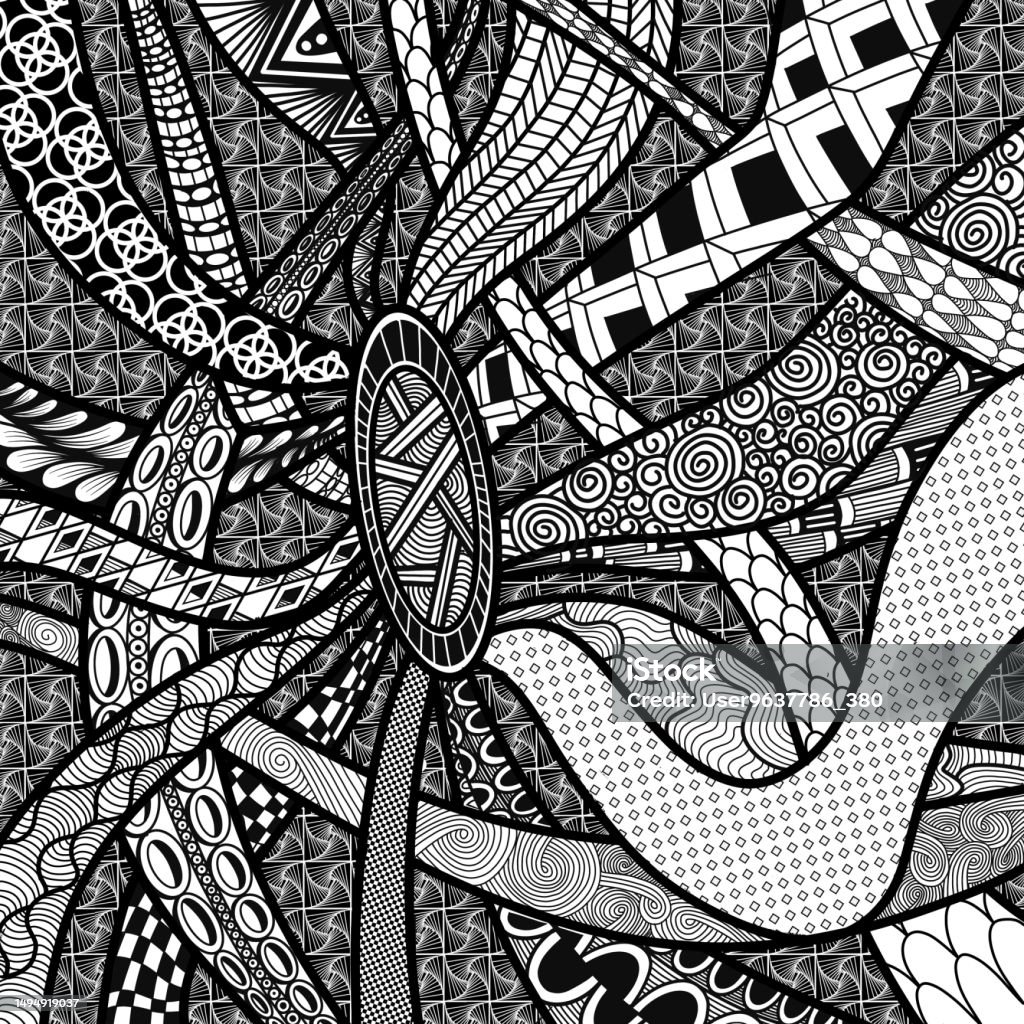Abstracted Drawing Black And White Abstracted Line Draw Patterns Or Doodle Stock ...