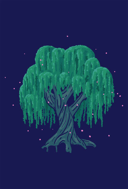 Magical  Willow Tree - ilustração de arte vetorial