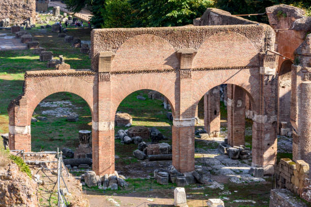 руины римского форума в центре рима, италия - julius caesar стоковые фото и изображения