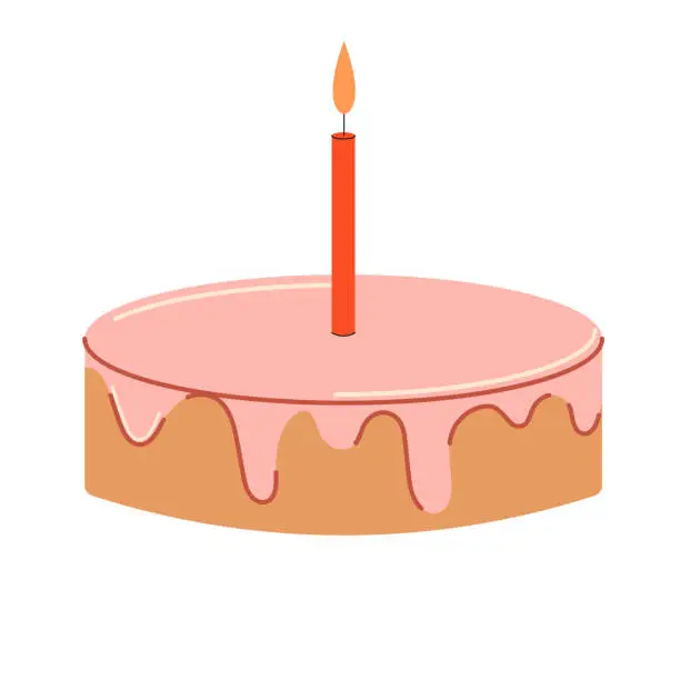 Vector illustration of Birthday Cake with candles vector flat illustration.