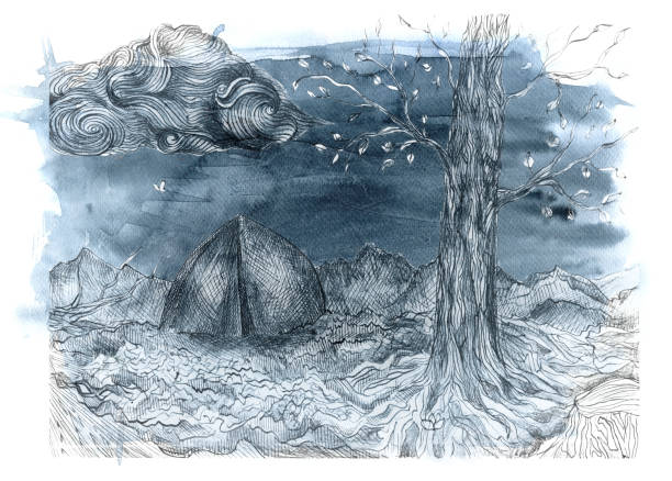 ilustrações de stock, clip art, desenhos animados e ícones de gloomy camping - tree isolated maple tree green