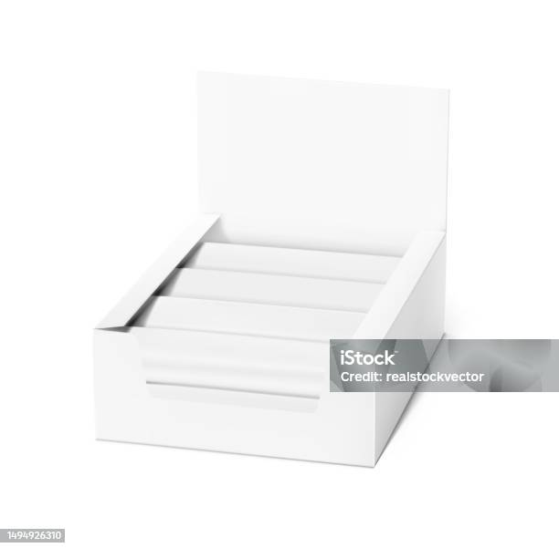 Normal Show Box Blank Open Show Box Mockup With Bars Stock Illustration - Download ...