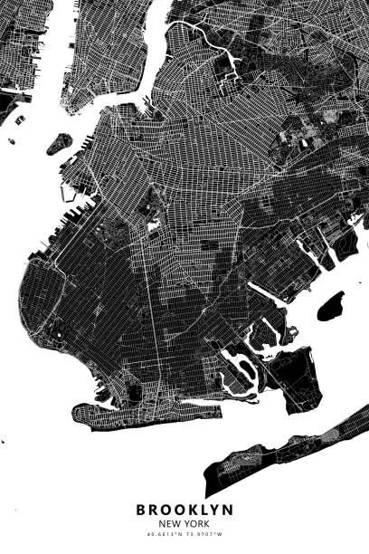 Vector illustration of Brooklyn, New York, USA Vector Map