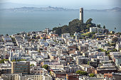 scenic view to skyline of San Francisco with coit tower