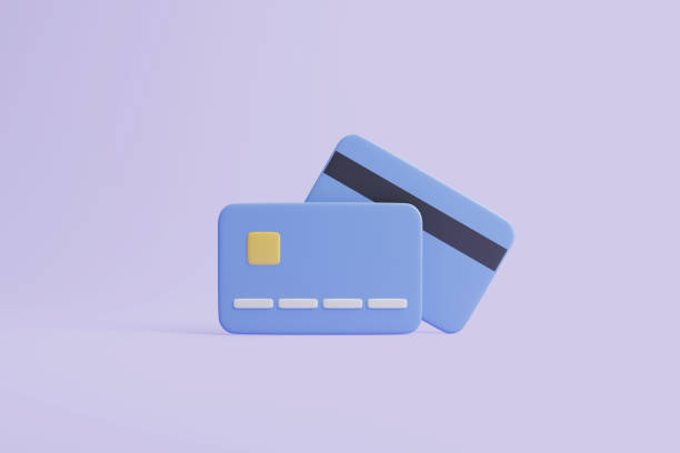 istock Two credit cards icon floats on pastel violet background 1494940551