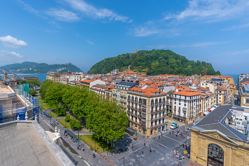 Aerial view of the city of San Sebastian - Donostia. In the province of Gipuzkoa. Basque Country