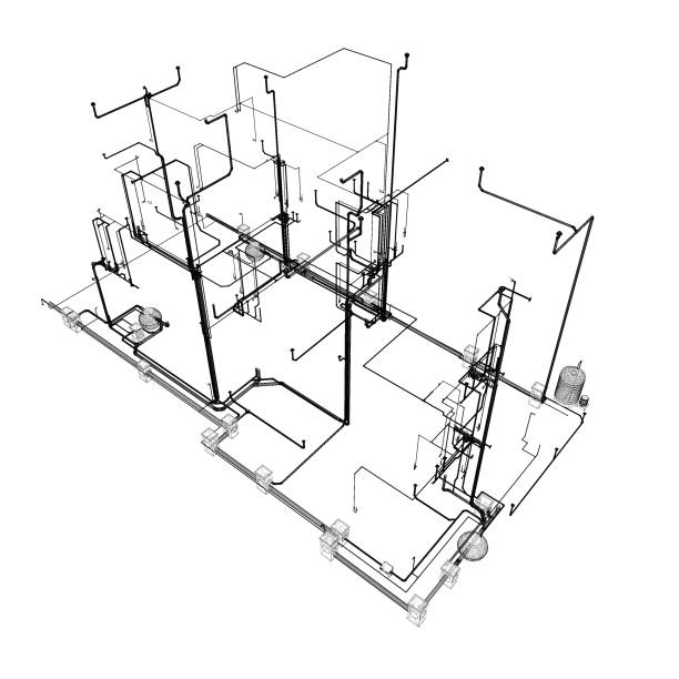 3D illustration of building piping