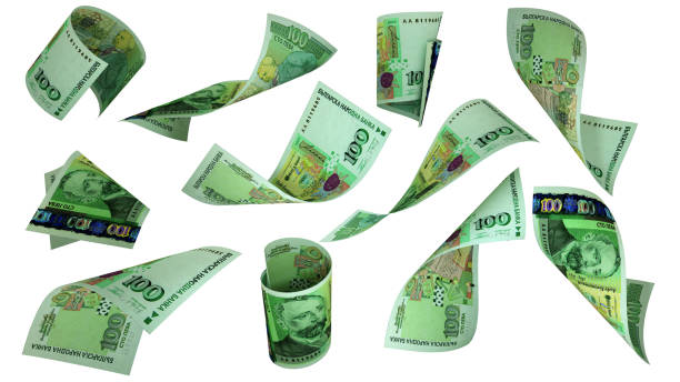 istock 3D rendering of Bulgarian Lev notes flying in different angles and orientations isolated on white background 1494947235