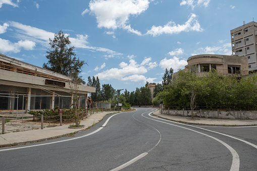 Abandoned buildings in the ghost city of Varosha. Famagusta, Turkish Republic of Northern Cyprus.