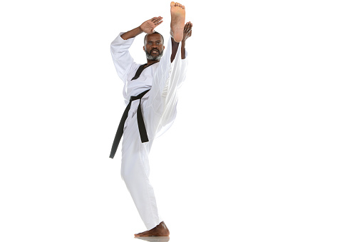 Taekwondoist training.