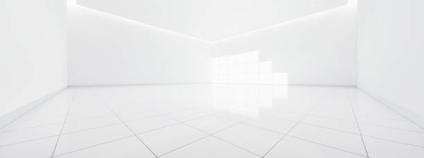 istock 3d rendering of white tile floor for background. 1494952774