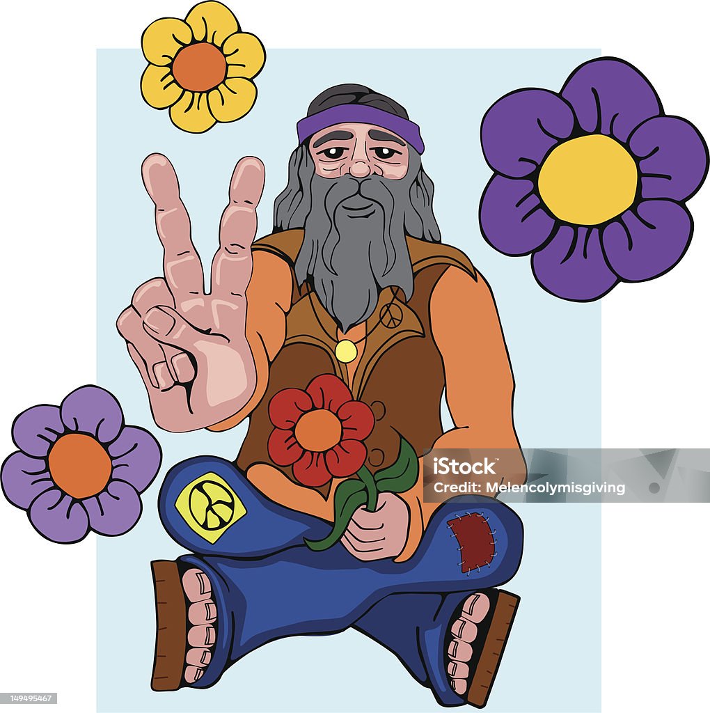 Hippie dando paz placa - Vetor de Acordo royalty-free