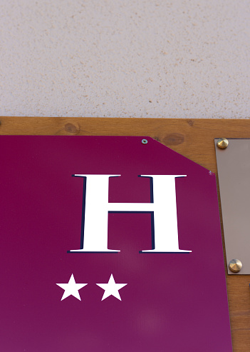 France: Two Star Hotel Sign. Shot in the Vercors.