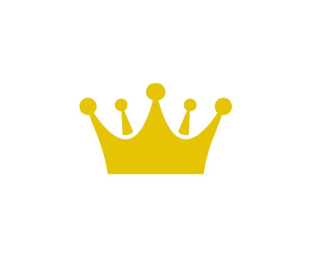 krone goldenes logo-vektorbild - krone kopfbedeckung stock-grafiken, -clipart, -cartoons und -symbole