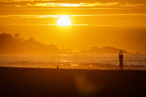 sunrise at Leblon beach in Rio de Janeiro, Brazil.
