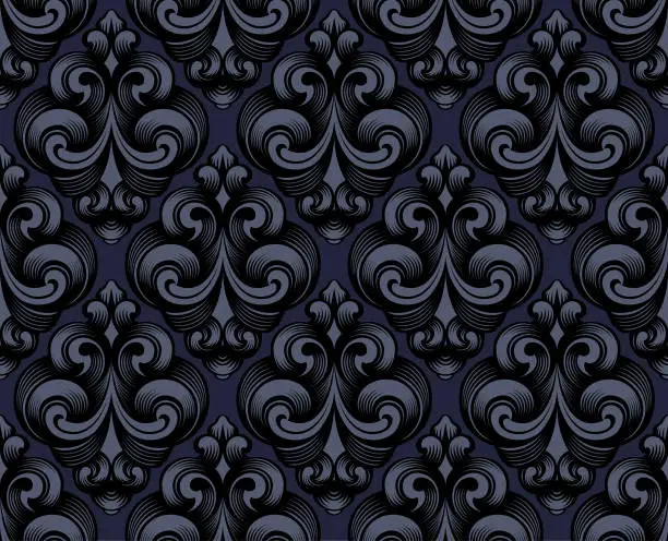 Vector illustration of Elegant Dark Grey Victorian seamless wallpaper