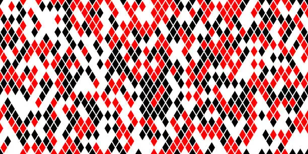 Vector illustration of Harlequin seamless pattern in black and red colors