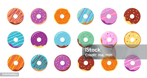 istock Colorful donuts icons, graphic elements and illustrations collection 1494969864