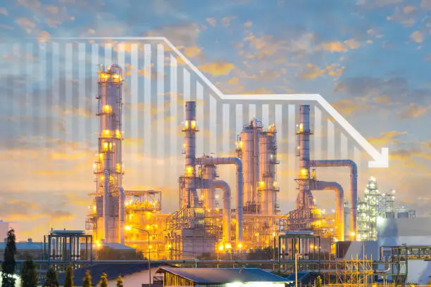Photo of Oil gas refinery or petrochemical plant with concept of business.