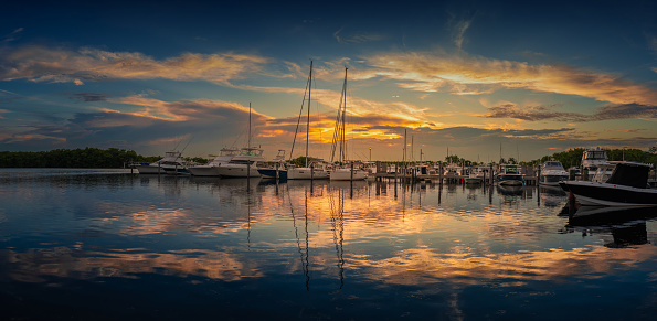 Miami Florida - Matheson Hammock  marina at sunset - high resolution panorama