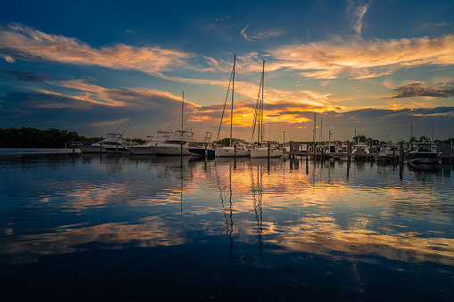 Miami Florida - Matheson Hammock  marina at sunset