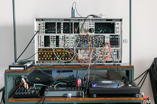 Analog sound equipment at a musicians recording studio