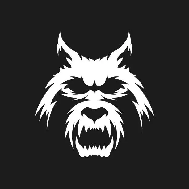 Vector illustration of Dog, Wolf, Werewolf head - cut out vector silhouette