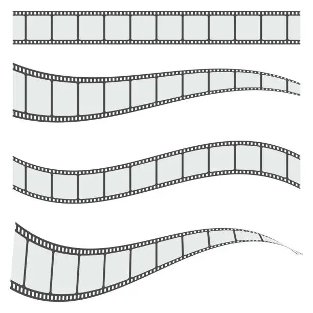 Vector illustration of film strips. Old retro cinema movie strip. Video recording. Vector illustration. Stock image.