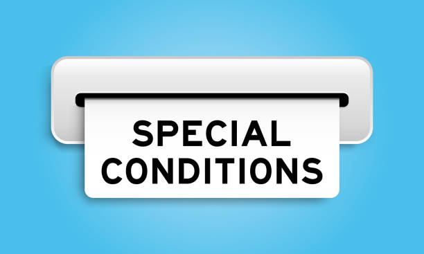 istock White coupon banner with word special conditions from machine on blue color background 1495007154