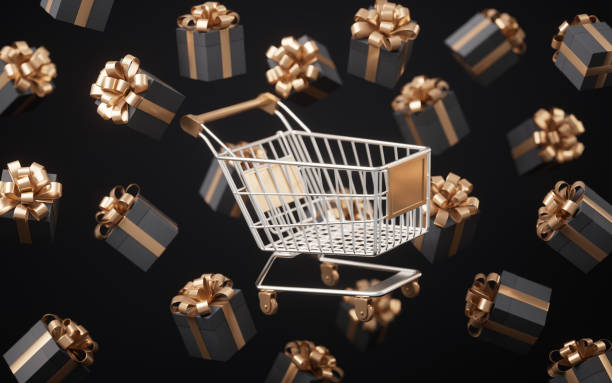 istock Gift box and shopping cart, 3d rendering. 1495011840