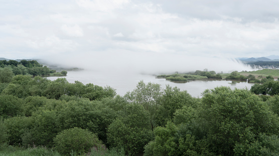 Water fog rising after rain (May 30, 2023. Seomjin River Marsh, Gokseong-gun, Jeollanam-do. Korea)