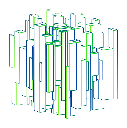 Abstract transparent 3d shape made of lines