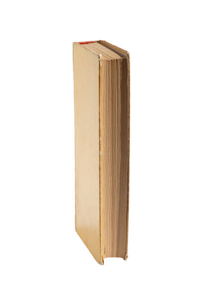 istock Closed old hardcover book isolated on white. Standing old battered book isolated on a white background 1495014515