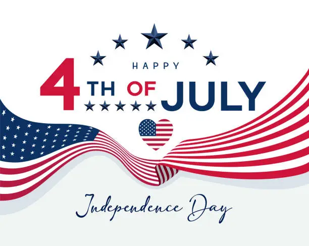 Vector illustration of 4th of July happy independence day USA template. Fourth of July. US national holiday. Independence Day.