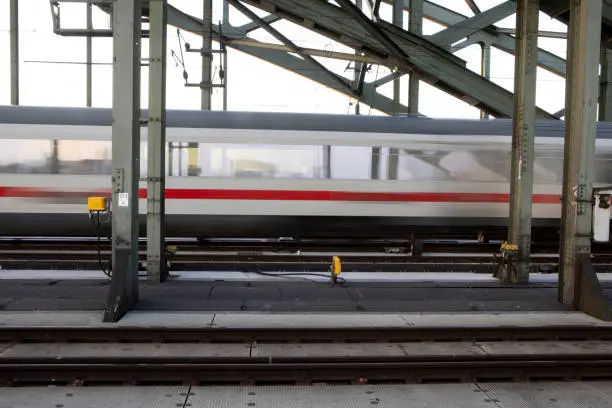 Photo of Train with motion blur on the Hohenzollern Bridge