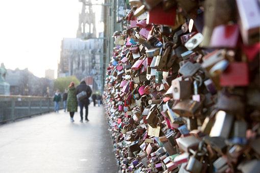 Padlocks on bridge to celebrate love in Paris