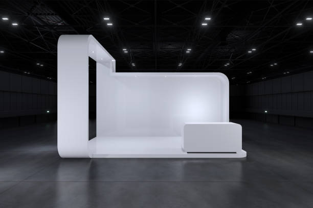 istock Exhibition stand for mockup and Corporate identity,Display design.Empty booth Design.Retail booth elements in Exhibition hall.booth Design trade show.Blank Booth system of Graphic Resources.3d Background for online Event,conference,live.3d render. 1495018329
