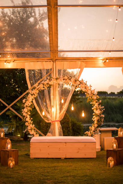 istock Closeup of an Outdoor wedding setty back 1495019212