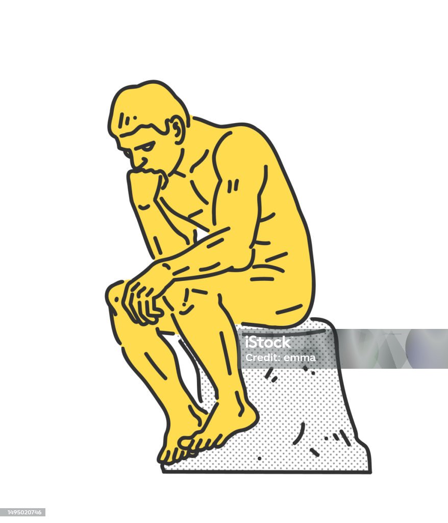 Ilustracja posągu myśliciela - Grafika wektorowa royalty-free (Kontemplacja) Ilustracja posągu myśliciela - Grafika wektorowa royalty-free (Kontemplacja)
